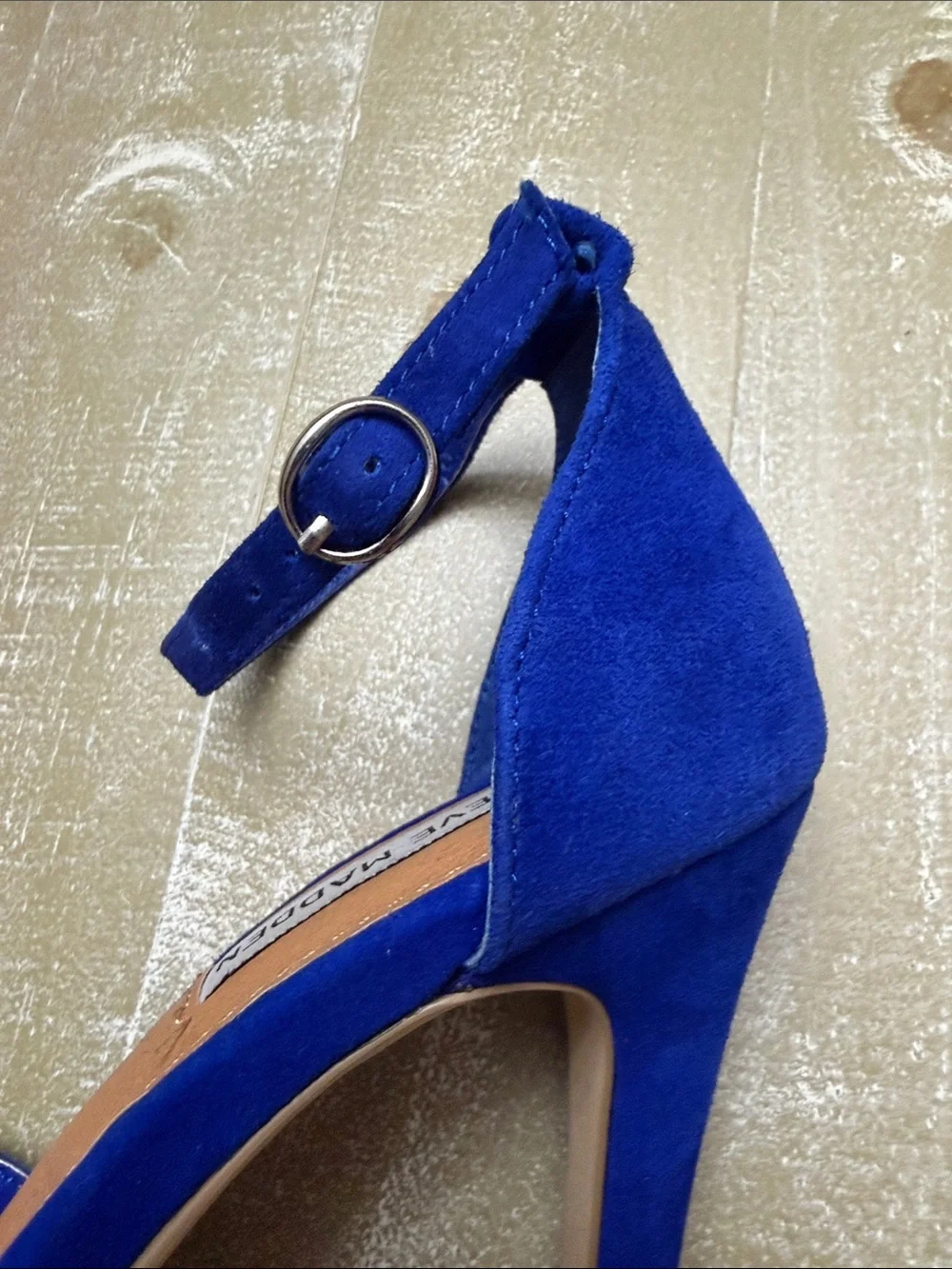 Steve Madden Stiletto Sandals Size 6 Cobalt Blue Suede Ankle-Strap
